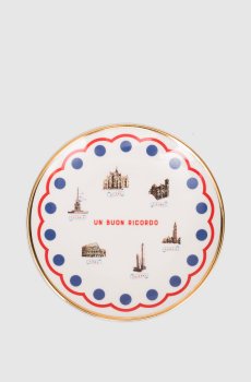 Белая фарфоровая сувенирная тарелка Monuments