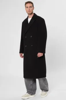 Мужское черное шерстяное пальто Черный XS HUGO 50549291;001