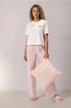 Декоративна наволочка з паєтковим написом Good Morning gorgeous - рожевий