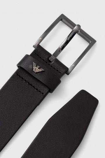Кожаный ремень Emporio Armani мужской цвет чёрный Кожаный ремень Emporio Armani мужской цвет чёрный