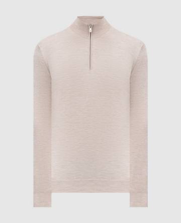 Бежевый джемпер из шерсти и кашемира с молнией