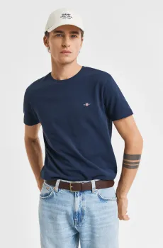 Мужская темно-синяя футболка SLIM PIQUE Синий S Gant 2013033