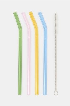 Набір трубочок з щіткою для чищення 5 pack - різнобарвний
