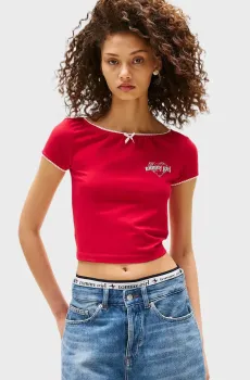 Женская красная футболка TOMMY GIRL Красный M Tommy Jeans DW0DW21239