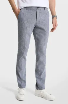 Мужские синие льняные брюки LINEN FLAT FELLED PANT Синий 28-32 Michael Kors CS4303L1T2