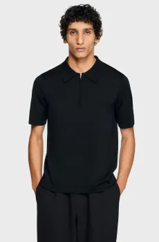 Мужское черное поло Черный L Sandro SHPTR00344_BlackSS26