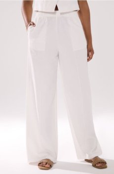 Штани кльош із декоративними швами - кремовий