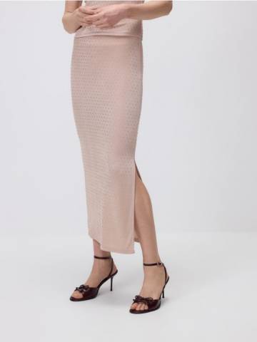 Reserved - Спідниця зі стразами - пастельний рожевий - 654GX-03X