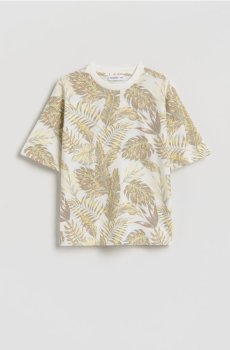Reserved - Бавовняна футболка з принтом - кремовий - 664KZ-01X