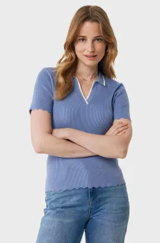 Женское синее поло Polo piping knit Синий L Mexx MF006605951W