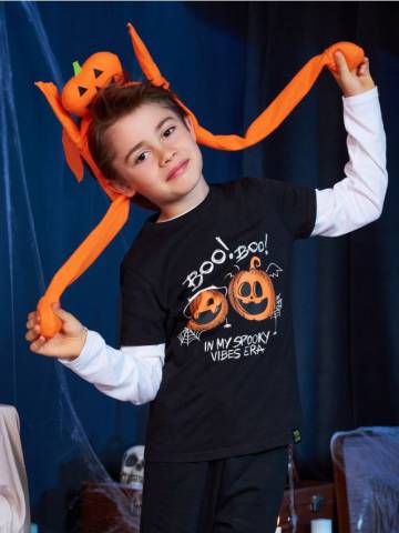 Футболка з принтом Halloween - чорний Футболка з принтом Halloween - чорний
