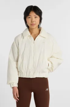 Женская бежевая куртка Woven Bomber Jacket Белый XS New Balance WJ61D8YXSST
