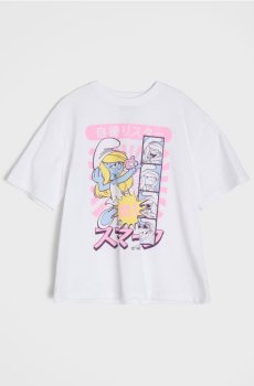 Бавовняна футболка з принтом The Smurfs - білий