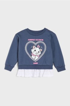Бавовняна кофта crewneck з декоративною оборкою Marie - mid blue