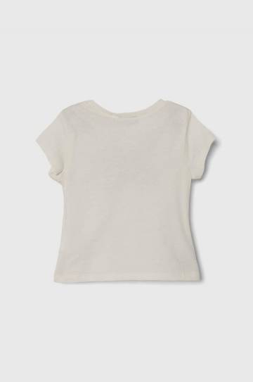 Детская хлопковая футболка United Colors of Benetton цвет бежевый