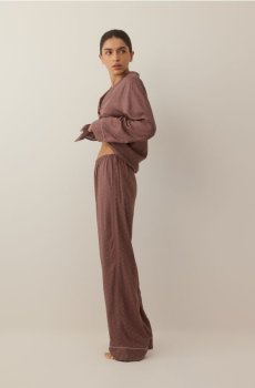 Reserved - Піжамний комплект із двох предметів із віскози - темно коричневий - 051HQ-89X