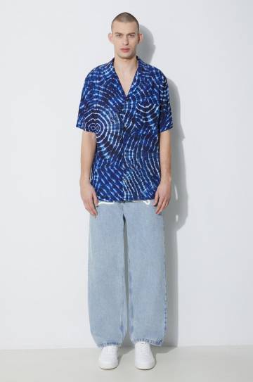 Рубашка Marcelo Burlon Aop Soundwaves Hawaii Shirt мужская relaxed CMGG001S24FAB0014501 Рубашка Marcelo Burlon Aop Soundwaves Hawaii Shirt мужская relaxed CMGG001S24FAB0014501