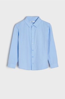 Сорочка зі змішаною тканиною з льоном - блакитний