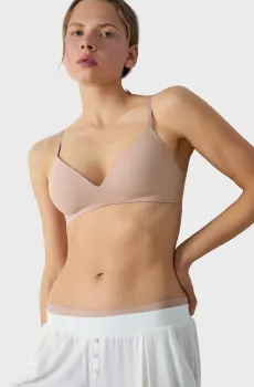Женский бежевый бюстгальтер с тонкой треугольной чашкой PURE FIT WE CARE Бежевый 80C Etam 6538267