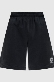 Черные шорты с вышивкой логотипа