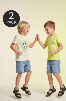 Бавовняні футболки з футбольним мотивом 2 pack - кремовий