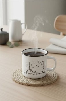 Керамічне горнятко з мандрівним мотивом - білий