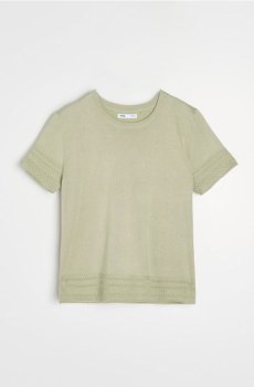 Трикотажна блуза з ажурними деталями з віскозою - світло-зелений