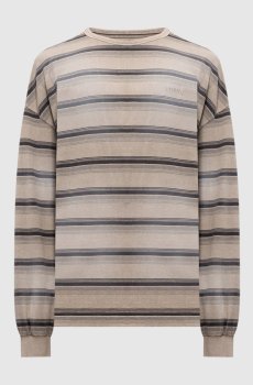 Бежевый лонгслив в полоску с винтажным эффектом