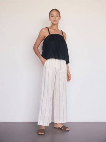 Reserved - Широкі штани з високим вмістом льону - різнобарвний - YT214-MLC