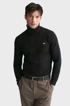 Мужской черный гольф CLASSIC COTTON ROLLERNECK Черный XXL Gant 8030563