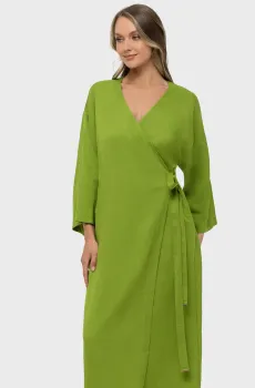 Женское зеленое льняное платье Зеленый L MARC&ANDRE BR25-01-TU