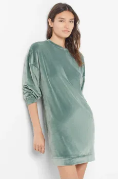 Женская зеленая велюровая ночная рубашка DUNKAN Зеленый S Etam 6541180