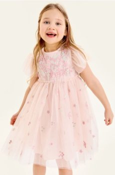 Тюлева сукня babydoll з квітковим мотивом - пастельний рожевий