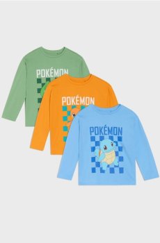 Набір з 3 футболок з довгим рукавом Pokémon - різнобарвний