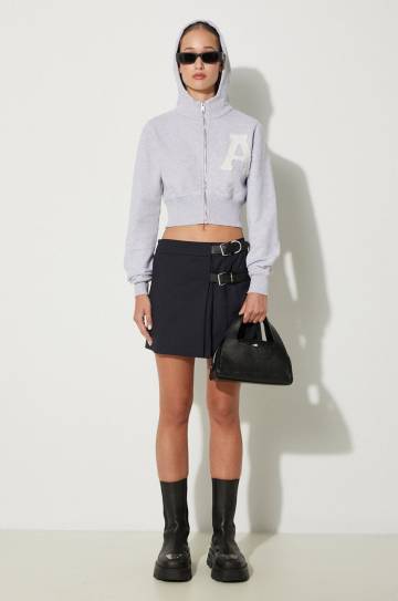Хлопковая кофта AMBUSH Crop Hoodie женская цвет серый с капюшоном меланж BWBB002F24FLE0020505 Хлопковая кофта AMBUSH Crop Hoodie женская цвет серый с капюшоном меланж BWBB002F24FLE0020505