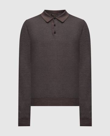 Коричневое поло из шерсти и шелка