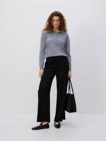 Reserved - Штани з текстурованої тканини - чорний - 491GG-99X