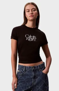 Женская черная футболка FITTED Черный S Calvin Klein Jeans LV047D210G