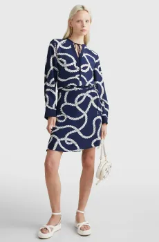 Женская темно-синяя юбка с узором Синий XS Tommy Hilfiger WW0WW39338