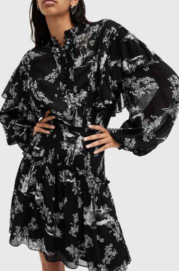 Платье AllSaints AUBREY DRESS цвет чёрный mini расклешённое W038DB Платье AllSaints AUBREY DRESS цвет чёрный mini расклешённое W038DB