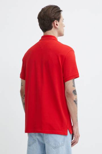 Хлопковое поло Tommy Jeans цвет красный однотонное DM0DM18314 Хлопковое поло Tommy Jeans цвет красный однотонное DM0DM18314