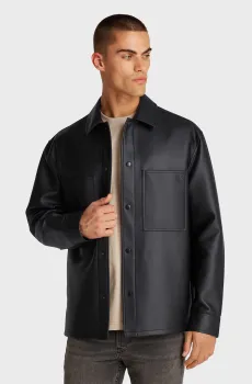Мужская черная рубашка FAUX LEATHER SHIRT Черный XL Calvin Klein Jeans J30J326731
