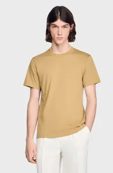 Мужская бежевая футболка Бежевый M Sandro SHPTS01759_Beige