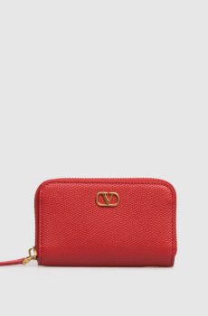 Красный кожаный кошелек с логотипом