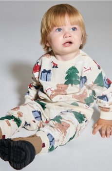 Комплект із світшота та штанів - кремовий