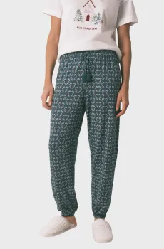 Женские зеленые брюки с узором Зеленый XL womensecret 3702294