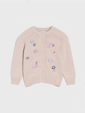 Светр з вишитими квітами - нюдовий
