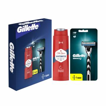 Уценка! Подарочный набор мужской Gillette Mach3 (станок + сменные картриджи, 2 шт + гель для душа Old Spice Whitewater, 250 мл) Уценка! Подарочный набор мужской Gillette Mach3 (станок + сменные картриджи, 2 шт + гель для душа Old Spice Whitewater, 250 мл)