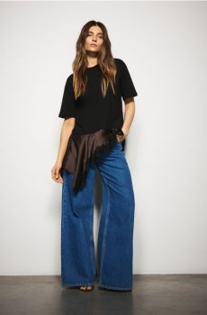 Reserved - Ассиметричная футболка - темно коричневий - 435KL-89X