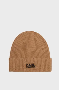 Мужская бежевая шерстяная шапка Бежевый L Karl Lagerfeld 554305.805601;430